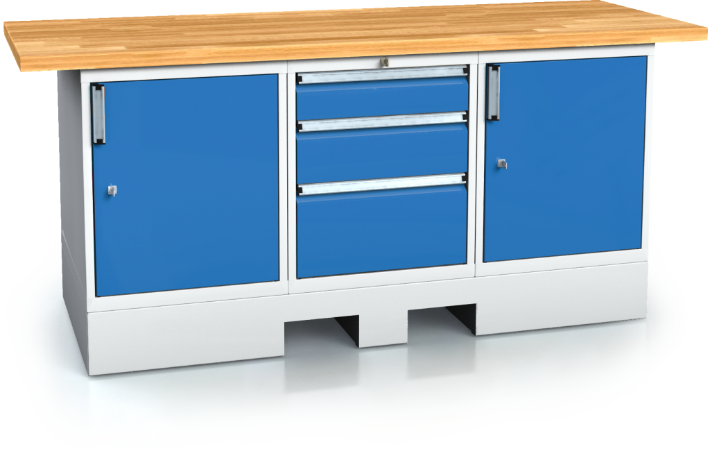 Pracovní stůl alpede PROFI - deska - kontejner - paletový podstavec 880 x 2000 x 700